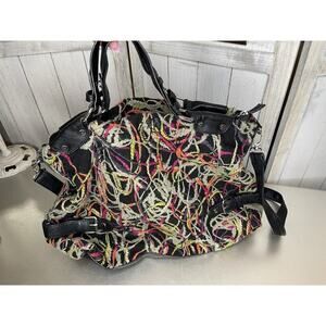 Vintage Expressions NYC Colorful Thread Bag Vegan Leather Tote Top Handle